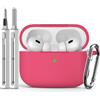 Inesore Compatible with AirPods Pro 1st/2nd Case - Rose Pink | Silicone Protective Case Cover for Apple Air Pod Pro (2019/2022/2023), Unisex Design, with Cleaning Kit