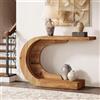 Tribesigns Mid-Century - Consolle in legno a C per corridoio, soggiorno, ingresso, foyer, facile da montare, nero, 110 x 35 x 75 cm (marrone naturale)
