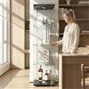 KOOPMAD Vetrina Espositiva con LED,Vetrina in Vetro con Serratura,3 Ripiani in Vetro,Glass Display Cabinet,Vetrina Espositiva per Collezionismo,Per Camera da Letto,Soggiorno e Ufficio, Nero