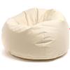 Ecopuf - Pouf Poltrona Sacco Crema Taglia L - Puffo Per Sedersi da Esterno e Interno - Puff in Tessuto Antistrappo Impermeabile - Imbottitura in Palline di Polistirolo - Dim 95x65 cm