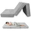 POKAR Materasso Pieghevole 120x195 cm Spessore 15 cm | Velluto a Coste Corduroy | Materasso per Ospiti e Campeggio | Pieghevole in 3 parti | Certificato OEKO-TEX | Prodotto nell'UE | Grigio