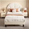 MEXUS Letto per bambini 90x200 cm, imbottito con testiera regolabile e rete a doghe, velluto morbido, senza materasso (Beige)