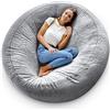 Aiire Pouf Gigante Morbido 150X65 cm- Puff Poltrona a Sacco o Bean Bag con Imbottitura per Decorazione della Camera da Letto - Puffo per Sedersi XXL, Pouffe da salotto - Puf Grigio XXXL