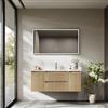 BRIDGE BENO Mobile lavabo sospeso 120 cm con lavabo in resina minerale, 2 cassetti e 2 ante, ultrasottile con chiusura ammortizzata, frontale scanalato, per bagno grande, Golden Sand