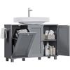 Yaheetech Mobile Sottolavabo a 3 Ante Mobile da Bagno con Portabiancheria Armadietto da Terra per Lavandino Mobiletto Bagno Salvaspazio con Ripiano Regolabile Grigio Scuro