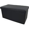Tata Home Pouf Contenitore Scatola Sgabello Poggiapiedi Pieghevole Salvaspazio in Ecopelle cm 76x38x38 Colore Nero