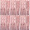 YOILIK 6 PCS Tenda Compleanno Oro Rosa, Tenda Sfondo Oro Rosa, Addobbi Metalliche a Frange, Decorazioni Festa Allestimento, Sfondo Fotografico Compleanno, Frangia Tende Festa Sfondo