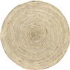 HAMID - Tappeto in Juta Bagdad, 100% Fibra di Iuta Naturale, Tappeto Redonda Morbido, Tappeti Tessuto a Mano, Soggiorno, Camera da Letto, Tappeto Corridoio, Naturale (120x120cm)