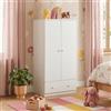 [en.casa] Armadio Cameretta con Cassetto Bianco 123x60x40cm