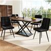 Generisch Set da pranzo allungabile per 4 persone, 160 x 80 x 75 cm, tavolo da pranzo con 4 sedie da pranzo, sedie da pranzo in velluto nero (noce)
