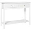 Beliani Elegante Consolle a 2 cassetti con 1 ripiano in MDF Maniglie dorate Soggiorno Bianco