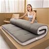 MAXYOYO Materasso futon giapponese imbottito per letto, extra spesso, pieghevole, traspirante, lettino da pavimento, letto per gli ospiti per divano da campeggio (grigio, king)