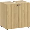 HOMCOM Mobiletto, mobile da bagno con 2 ante a chiusura ammortizzata, ripiano regolabile, mobile da bagno sotto il lavabo, 60 x 39,8 x 58,5 cm, effetto legno naturale
