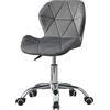 TUKAILAi Sedia Ufficio Girevole 360° in Velluto, Sedia da Scrivania Altezza Regolabile Ergonomica con Rotelle, Sedie da Studio per Computer in Metallo Galvanizzato (Grigio)