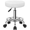 KKTONER Sgabello Regolabile in Altezza Rotondo in Pelle PU, Poggiapiedi Comodo e Piccolo, Ideale per Salotto, Studio e Ufficio (White)