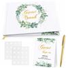 LMSAWK Libro degli Ospiti Matrimonio con Adesivi, Penne Metallizzate e Biglietti per Ospiti, 120 Pagine Guest Book Matrimonio Eucalipto Vintage per Auguri e Ricordi