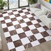 Alishomtll Tappeto a pelo corto, antiscivolo, morbido, lavabile, moderno motivo geometrico, per camera da letto, cameretta dei bambini, cucina, ingresso, marrone, 140 x 200 cm