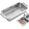 Generic Scolapiatti sopra il lavello, scolapasta da cucina multifunzionale, cestino per alimenti, frutta, piatti, scaffale regolabile per casa, bagno, uso sul piano di lavoro, 43 cm