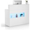 VEVOR Banco Reception 1200 x 475 x 1000 mm Tavolo da Banco Rettangolare, Tavolo di Vendita per Ufficio con Luce a LED, 2 Cassetti e Prese, per Cassa, Hall, Salone di Bellezza e Ufficio, Bianco