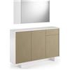 TERRANEO Mobile Madia Slim L 134 x H 87 x P 35 cm bianco e marrone