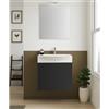 Leroy Merlin Mobile bagno sospeso con lavabo e specchio e illuminazione L 50 x H 58 x P 40 cm laccato opaco nero cannettato, 1 anta per vasca centrale Mini50s