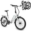 Flebi Bicicletta Elettrica Pieghevole 24 Swan con Autonomia 70 km e Batteria Rimovibile 10,4Ah/374Wh + 7 Velocità - E-Bike Urbana Unisex Compatta e Leggera - Colore Bianco