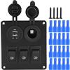 Domary Pannello Interruttori a Bilanciere LED Marino 3 Gruppi con Caricatore Doppio USB per Camion Auto Barca 12V 24V