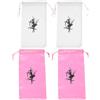 FUNOMOCYA 4Pezzi Sacchetti Balletto Con Coulisse Organizer Portatile in Raso Rosa e Tela Bianca Custodia Leggera Per Scarpe Danza e Accessori Per Ballerine