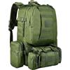 Wiserset Zaino tattico militare da 60 l, grande zaino di sopravvivenza Molle, per uomo e donna, borsa rimovibile per esterni, verde, 60L, Zaino daypack