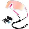 NAMIS Occhiali Ciclismo Uomo Donna UV400 Occhiali Veloci Regolabile Occhiali Bici Rosa Occhiali Running Antivento Occhiali da Sole Sportivi Polarizzati per Sci MTB Alpinismo Corsa Baseball