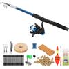 Vroomoto Canna da Pesca Combinata Canna da Pesca Telescopica e Mulinello Set Combinato e Mulinello Spinning 1,8 M 5,9 Piedi Retrattile Fino a 46 Cm con Esche Girevoli