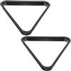 VALICLUD 2 Pezzi Triangolo per Biliardo, Struttura Stabile in Plastica Nera, Design Compatto e Portatile per Palline da 38mm, Uso Domestico Indoor