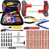 HELISAN Kit di riparazione pneumatici da 76 pezzi, kit di riparazione per pneumatici auto, kit completo di riparazione pneumatici tubeless con strumento a T e 30 strisce di gomma, manometro, kit di