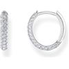 THOMAS SABO Orecchini a cerchio con zirconi bianchi pavé argento 925 riciclato CR730-051-14, misura unica, Argento sterling Argento, Zirconia cubica