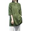 ThiCc Camicia lunga da donna in cotone e lino, stile cinese, vintage, ricamata, tunica Hanfu con bottoni a rana, vestibilità larga, camicetta zen per meditazione, cerimonia del tè, abbigliamento casual