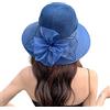 Rachlicy Sun Hat Women Organza Hat Wide Brim Summer Beach for Bridal Wedding Tea Party Navy Blue