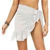 TOEECY Sarong Pareo Mare Donna Mezzo Beach Wrap Sarong Chiffon Abito Corto Stampa da Spiaggia Coprire Gonne Avvolgenti del Costume da Bagno Estate Bikini Cover Up per Vacanza(Bianco)