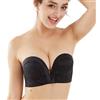 XFSRG Reggiseno Senza Spalline Donna Ragazze Reggiseno a Fascia Bandeau Push Up Bralette Senza Ferretto Invisibile Bra con Rimovibile Spalline(Nero XL)