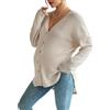 ThiCc Giacca premaman da donna, con scollo a V, maniche lunghe, oversize, maglia a coste, maglione per gravidanza, morbido, confortevole, casual, abbottonatura frontale, top per allattamento e uso
