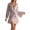 ThiCc Kimono corto in raso da donna con bordo in pizzo, accappatoio sexy in seta, vestaglia da notte per sposa, damigella d'onore, festa di nozze, abbigliamento da casa, boudoir