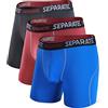 Separatec Mutande Boxer Uomo Doppia Tasca Indipendente Elastico Boxers Lunghi bambù Traspirante Morbido 35mm Cintura Senza Cuciture Intimo Pantaloncini Multipack
