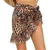 TOEECY Sarong Pareo Mare Donna Mezzo Beach Wrap Sarong Chiffon Abito Corto Stampa da Spiaggia Coprire Gonne Avvolgenti del Costume da Bagno Estate Bikini Cover Up per Vacanza(Leopardo)