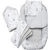 Medi Partners Riduttore Lettino Neonato - 100x60x15 Nido Antisoffoco Neonati 5-Parti Bozzolo Culla per Bebè neonata bilaterale Cuscino 100% Cotone (Radura con grigio Minky)