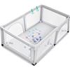 LIFEZEAL Box Bambini, 120 x 190 cm, Recinto per Bambini, in Tessuto Oxford Traspirante, Box Neonato, con Ventose Antiscivole, 2 Porte e 50 Palline, Recinto per Bimbi da 10 Mesi a 6 Anni, grigio