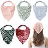 QALPOM Set da 5 Bandana Donna per Capelli con Elastico, 3 Bandane in Chiffon a Fiori e 2 con Motivo Paisley, Fascia Capelli Donna per Mare e Tempo Libero, Accessori Capelli