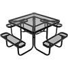 VEVOR Tavolo da Picnic da 1160 mm, Set di Mobili da Pranzo per Patio Resistente alle Intemperie, Tavoli in Acciaio Rivestito per Impieghi Gravosi con Foro per Ombrellone, per Giardino, Cortile, Nero