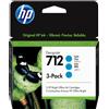 HP Confezione da 3 cartucce di inchiostro ciano originale DesignJet 712 da 29 ml - 3ED77A
