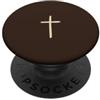 Tiny Meaning Studio Croce cristiana disegnata a mano marrone cacao scuro fede minimalista PopSockets PopGrip Adesivo