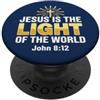 Jesus Is The Light Christian Faith Bible Jesus Is The Light Of The World Shirt John 8:12 Christian I PopSockets PopGrip Adesivo