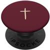 Tiny Meaning Studio Fede minimalista disegnata a mano della croce cristiana rossa marrone scuro PopSockets PopGrip Adesivo